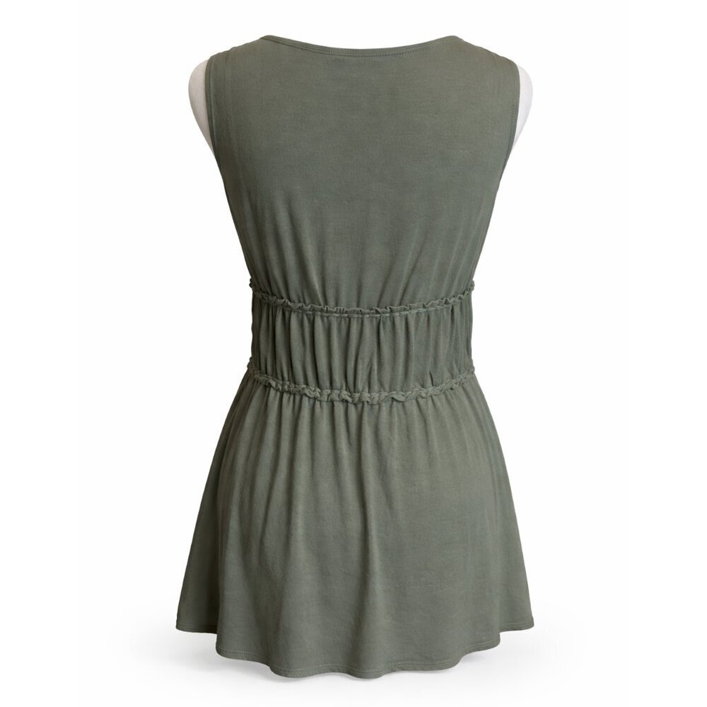 Max Studio Olive Green Ruffle Empire Waist Tank | Size Small - Picture 5 of 6
